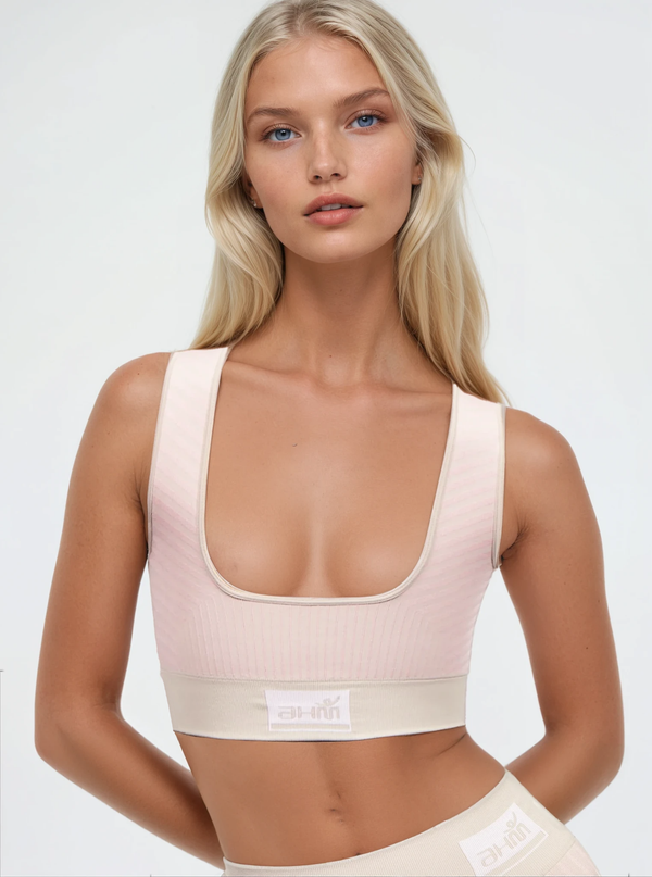 compression sport bra in desert light