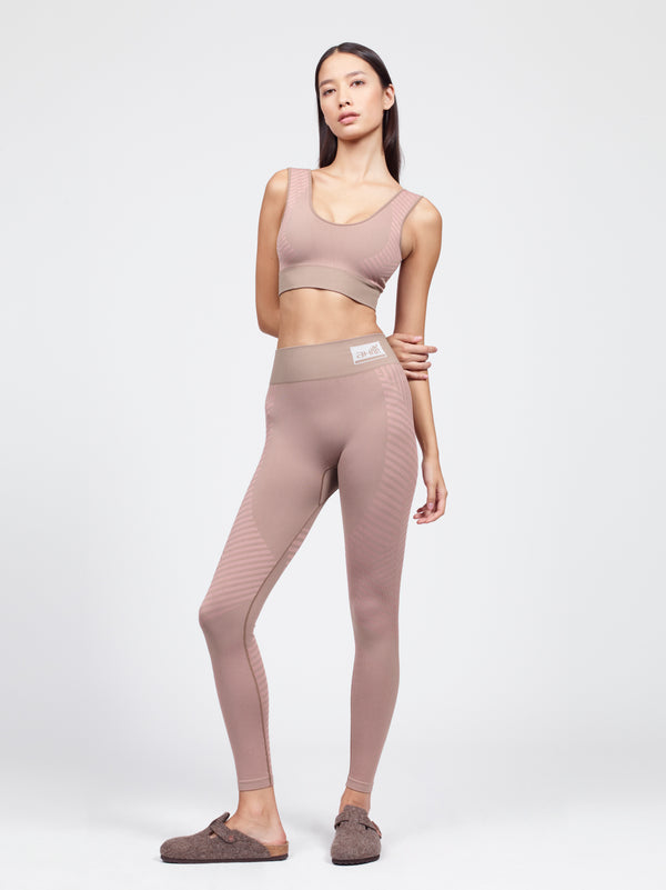 scoop neck sport bra with compression legging set in soulmate